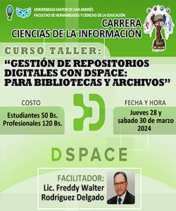 CURSO TALLER: "GESTIÓN DE REPOSITORIOS DIGITALES CON DSPACE: PARA BIBLIOTECAS Y ARCHIVOS"